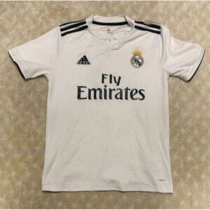 Real Madrid Jersey Men's Small Adidas Home 2018-19 Sergio Ramos #4 White Soccer